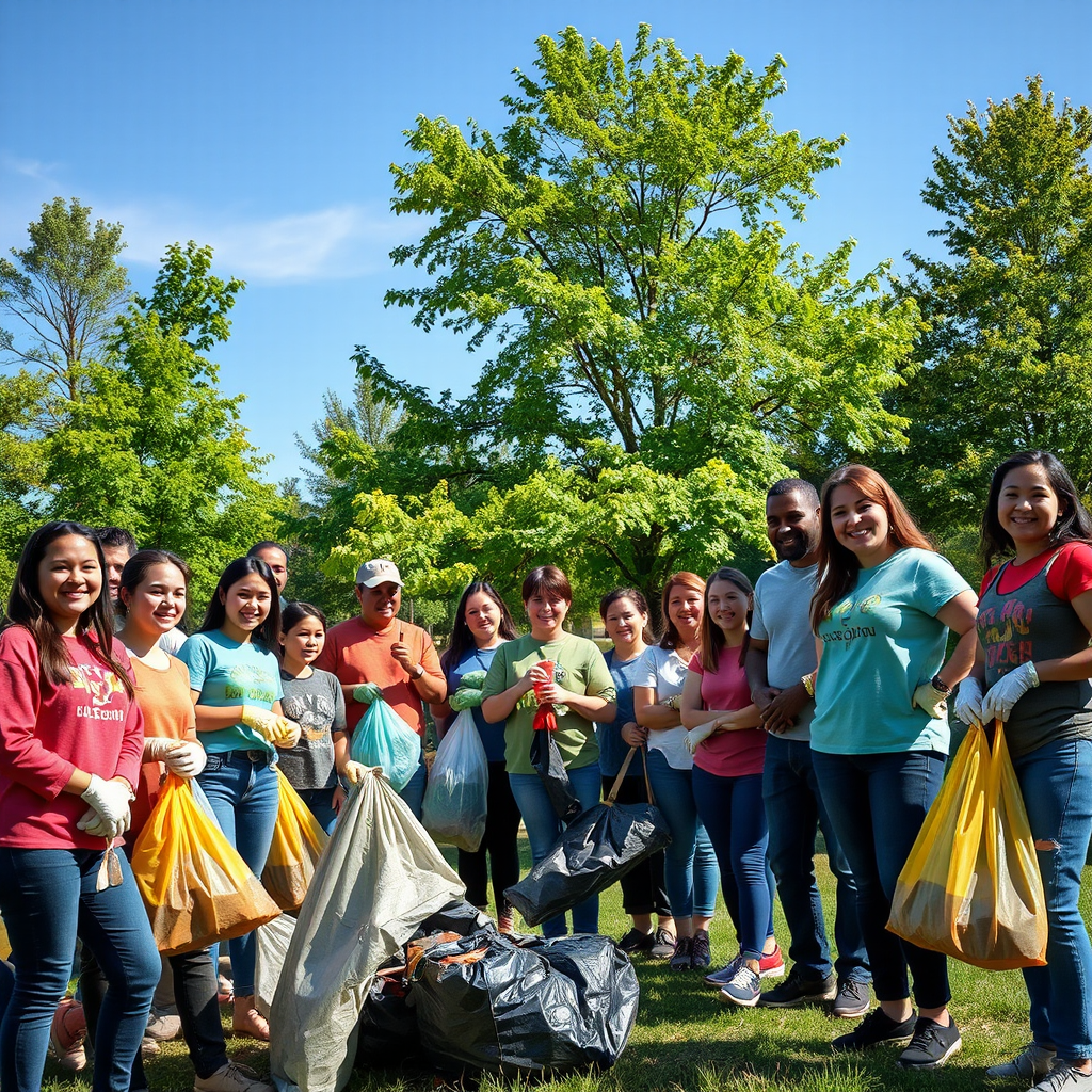 Community Cleanup in a Suburban Park